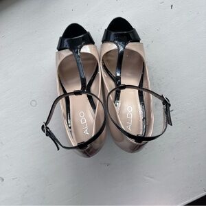 ALDO Black and Tan Heeled Sandals